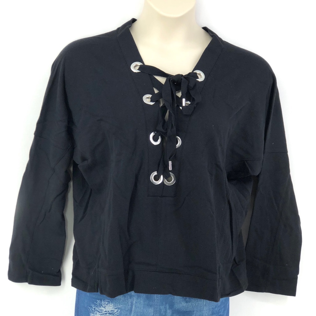 Active Usa Black Lace Up Top M